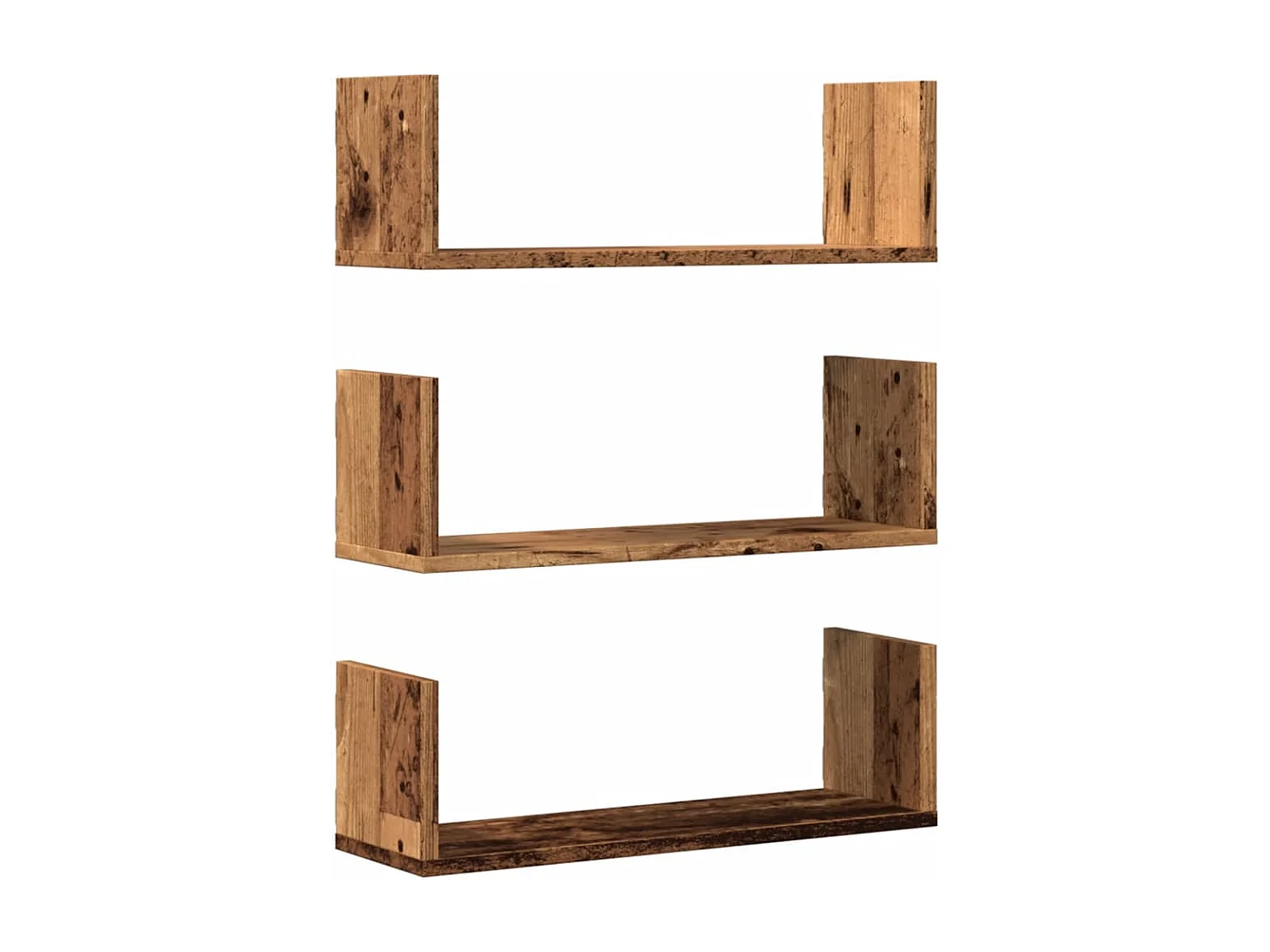 Étagères murales 3 pcs vieux bois 58x18x18 cm bois d'ingénierie