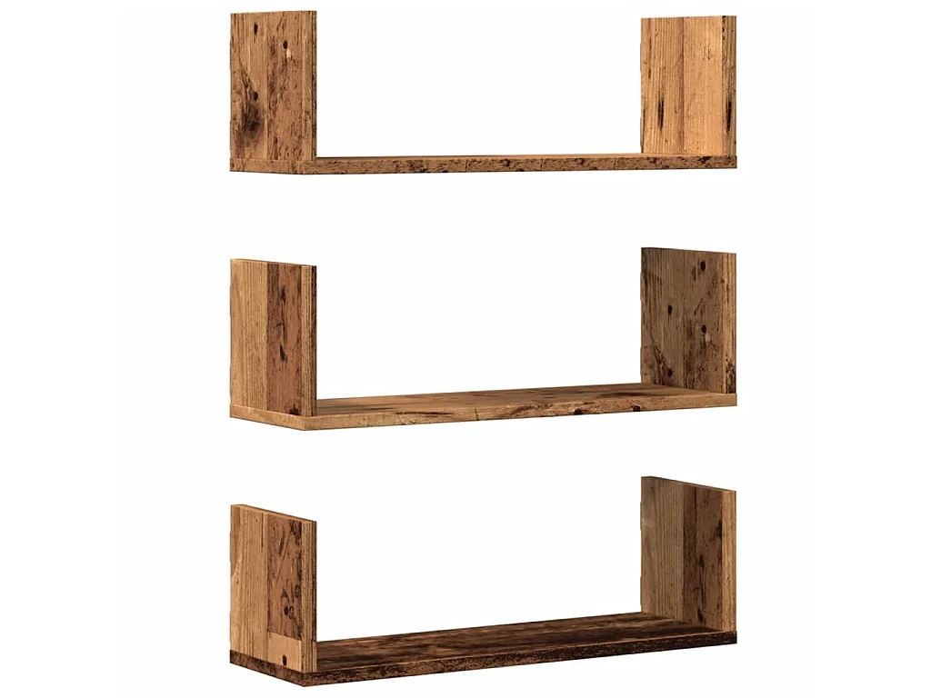 Wandregale 3 Stk. Altholz-Optik 58x18x18 cm Holzwerkstoff