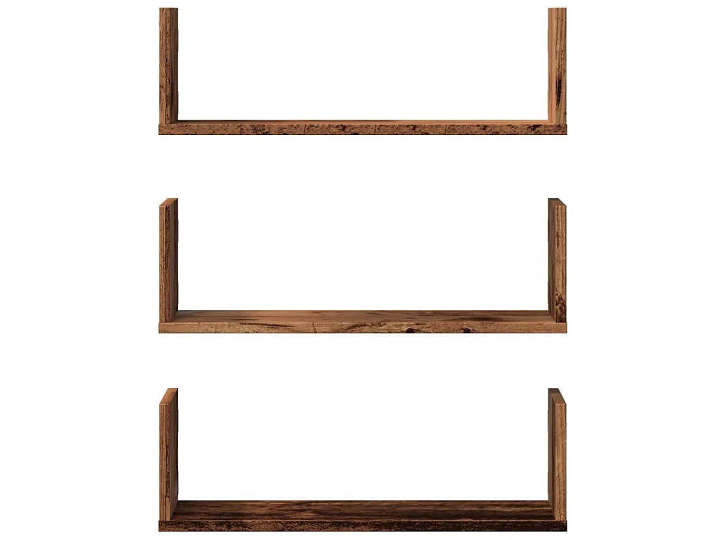 Wandregale 3 Stk. Altholz-Optik 58x18x18 cm Holzwerkstoff