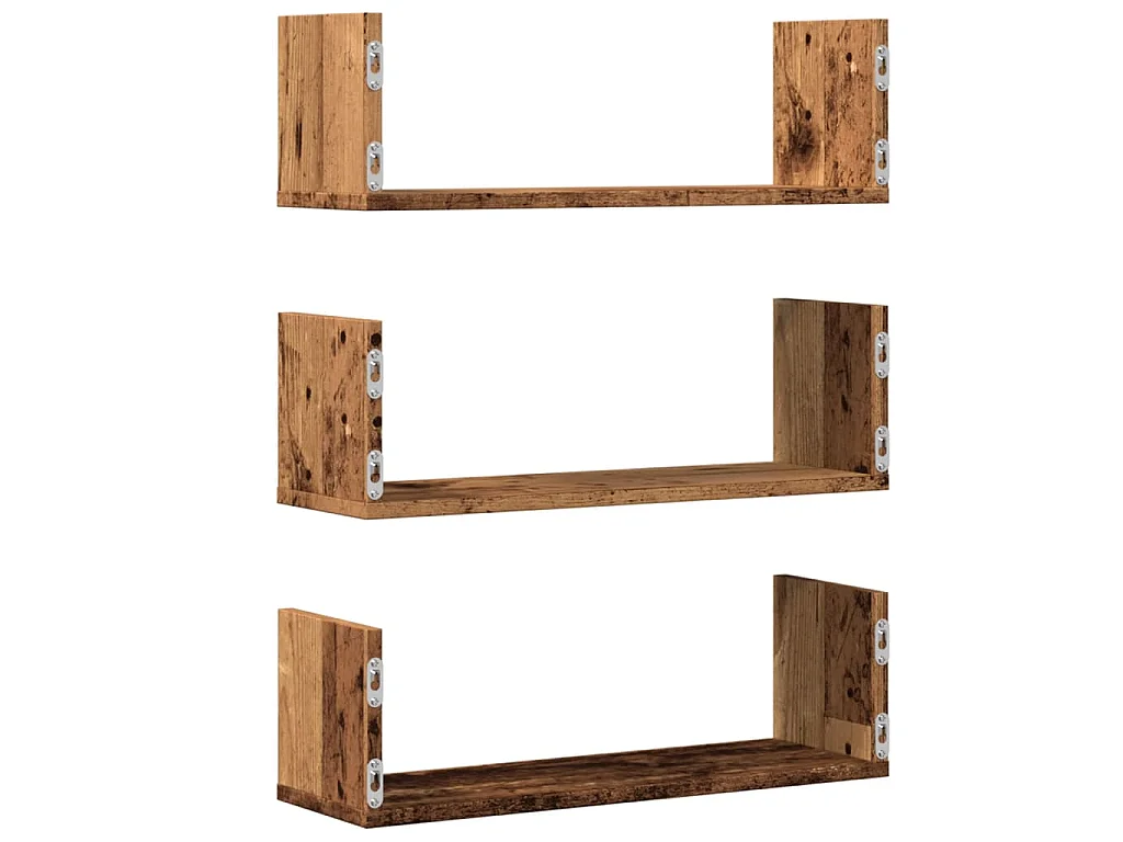 Wandregale 3 Stk. Altholz-Optik 58x18x18 cm Holzwerkstoff