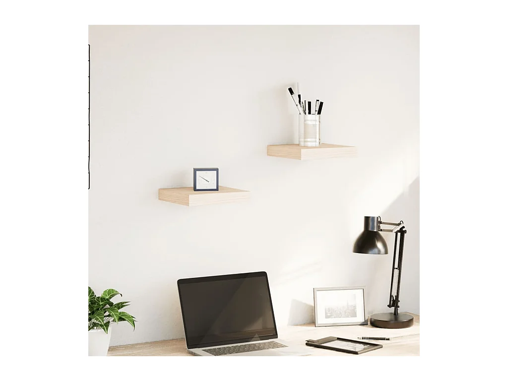 Wandschapppen 2 st 23x23,5x4 cm bewerkt hout