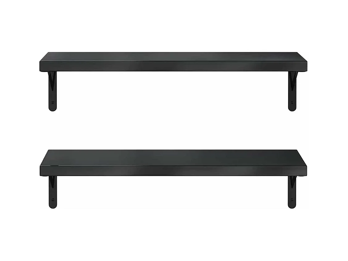 Étagères murales 2 pcs 75x23,5 cm noir acier inoxydable