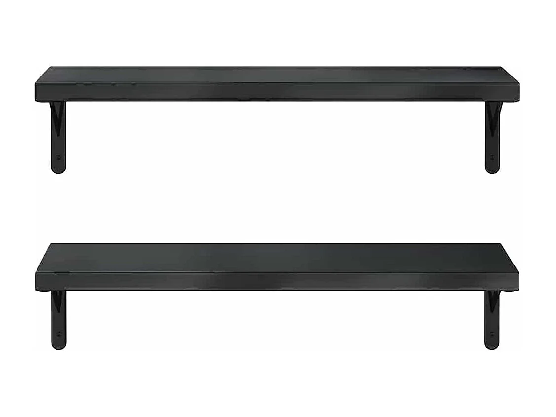 Étagères murales 2 pcs 75x23,5 cm noir acier inoxydable