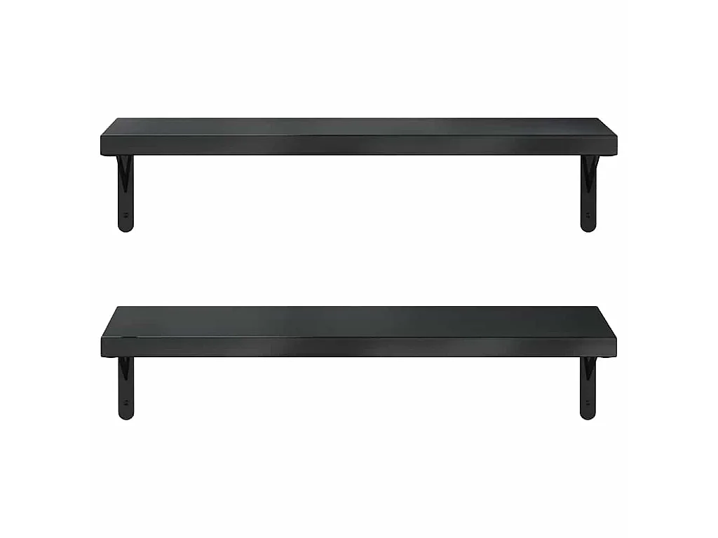 Étagères murales 2 pcs 75x23,5 cm noir acier inoxydable