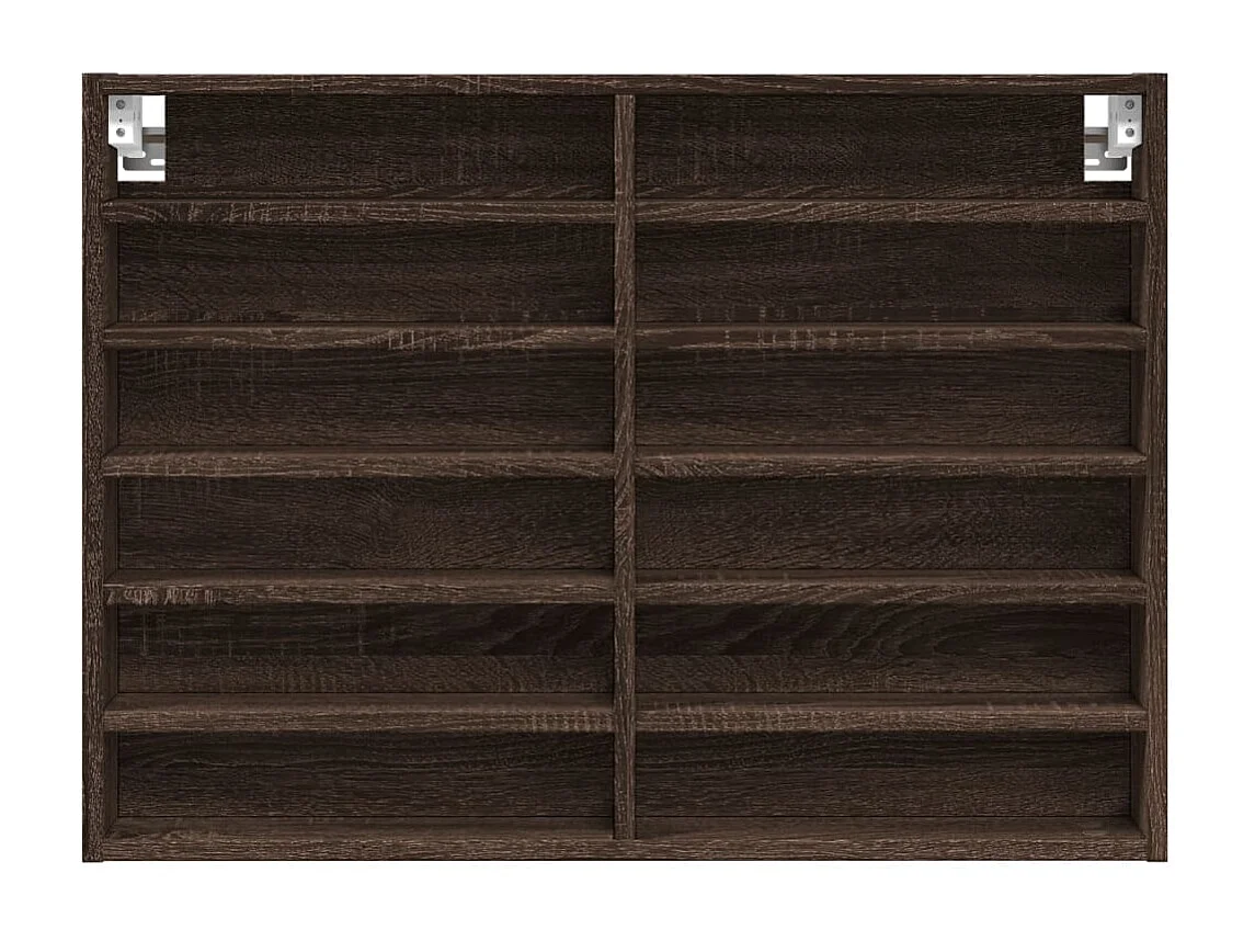 Vitrinekast 80x8,5x58 cm bewerkt hout bruin eikenkleurig