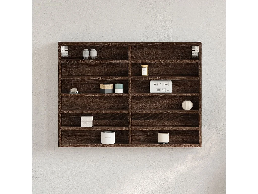 Armoire à vitrine chêne marron 80x8,5x58 cm bois d'ingénierie
