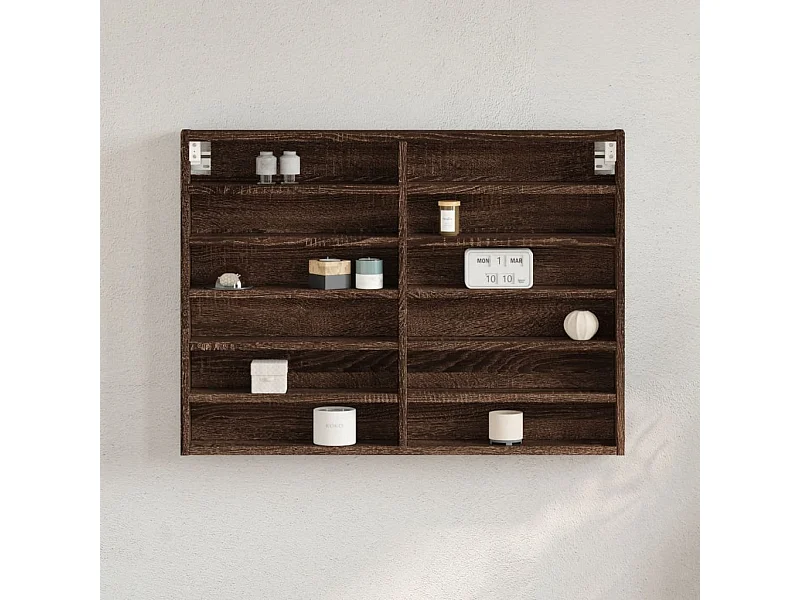 Armadietto Vetrina Rovere Marrone 80x8,5x58cm Legno Multistrato