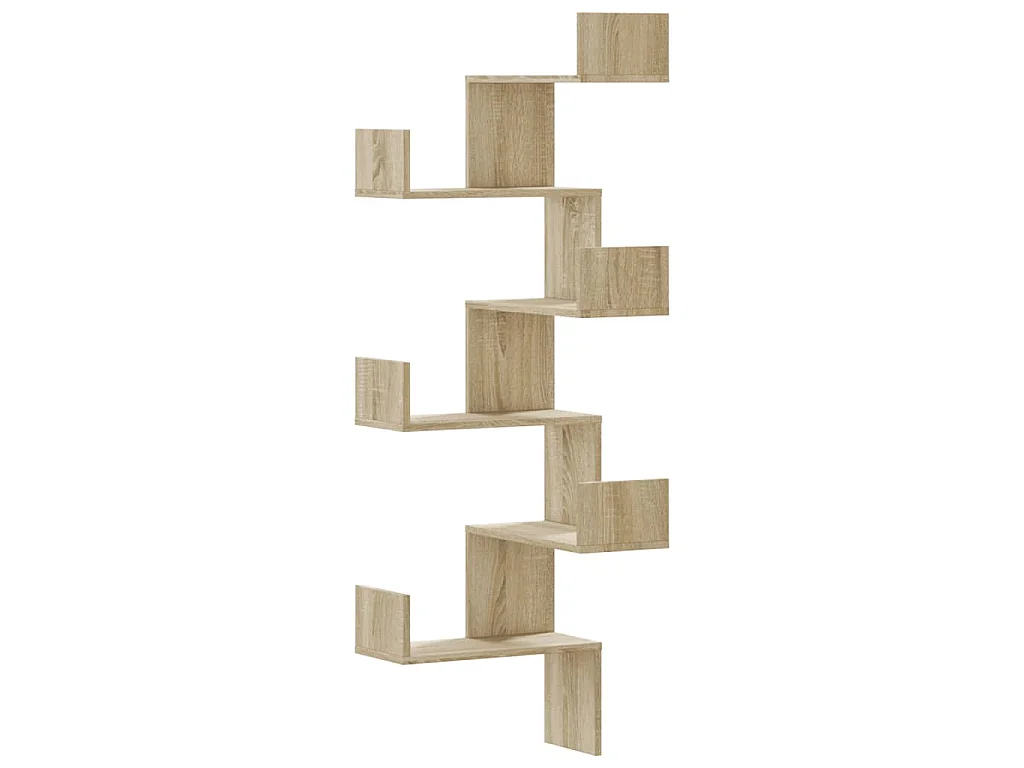 Étagère d'angle murale chêne sonoma 45x45x147cm bois ingénierie