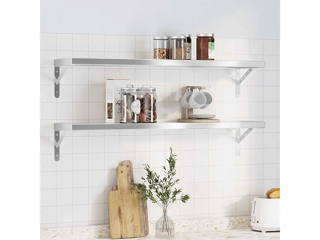 Étagères murales 2 pcs 100x23,5 cm argenté acier inoxydable