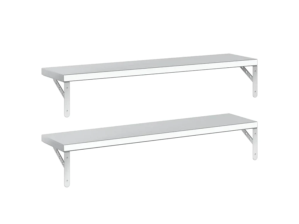 Étagères murales 2 pcs 100x23,5 cm argenté acier inoxydable