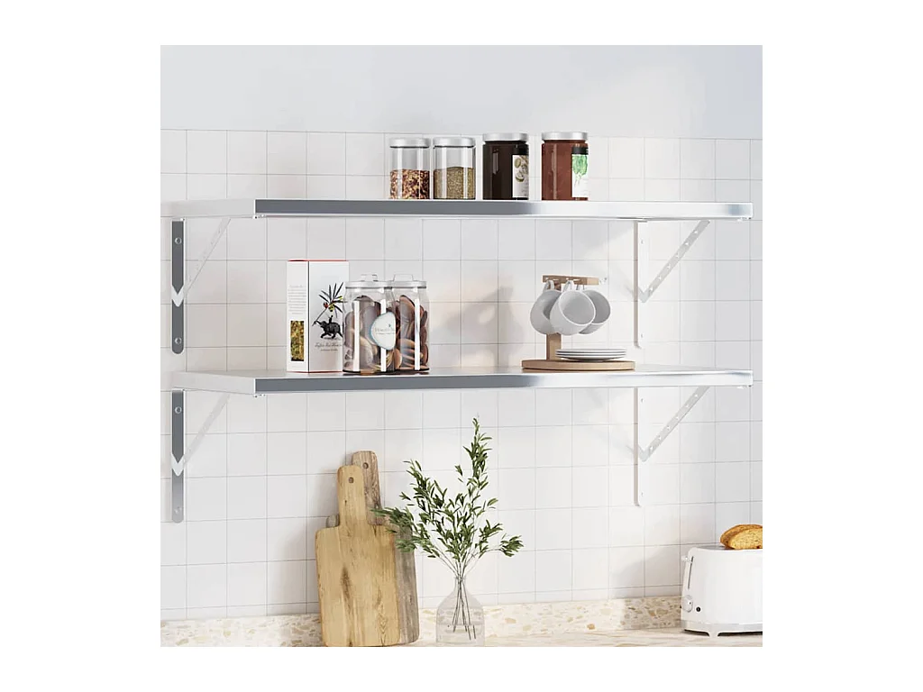 Regalträger 4 Stk. 40x2,5x25 cm Silbern Edelstahl