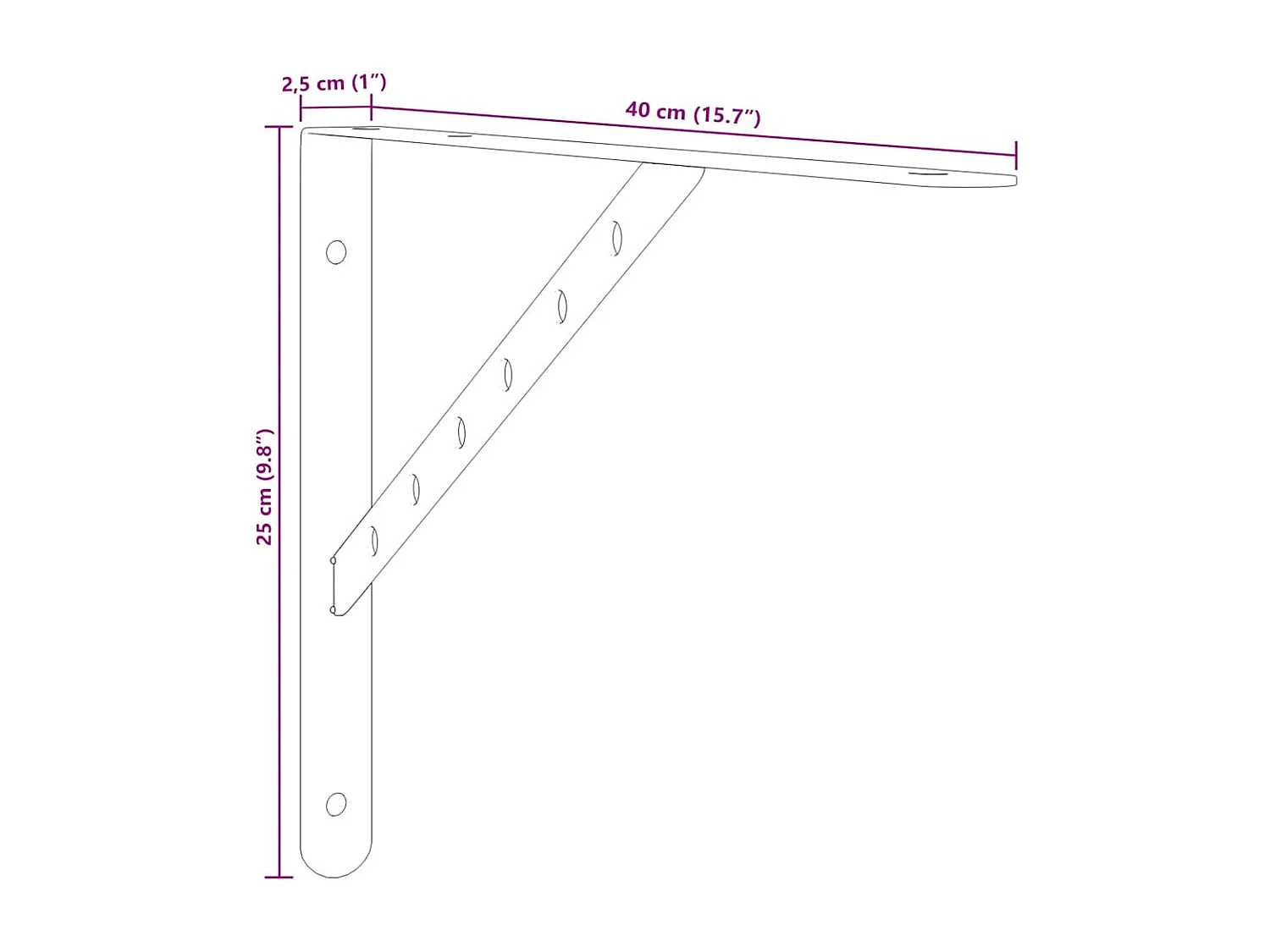 Supports d'étagères 4 pcs 40x2,5x25 cm argenté acier inoxydable