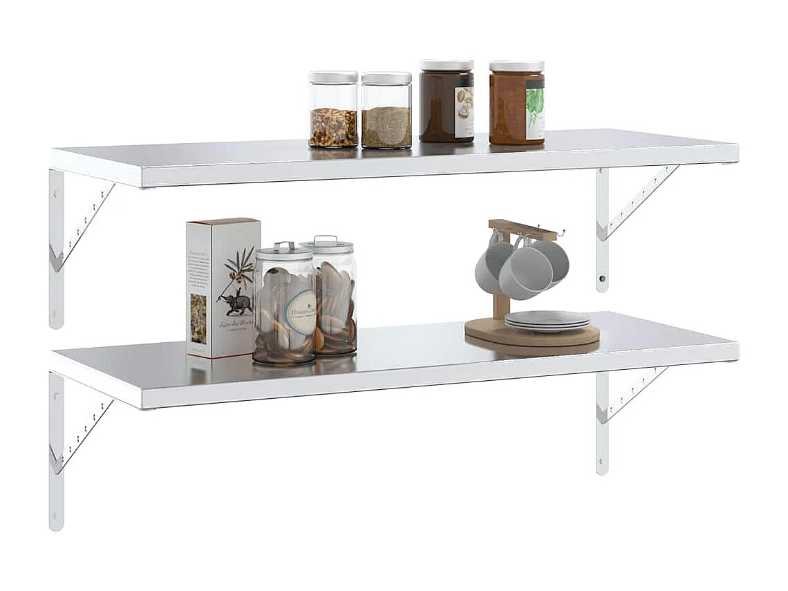 Supports d'étagères 4 pcs 40x2,5x25 cm argenté acier inoxydable