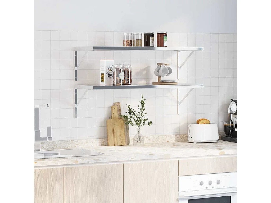 Plankdragers 4 st 40x2,5x25 cm roestvrijstaal zilverkleurig