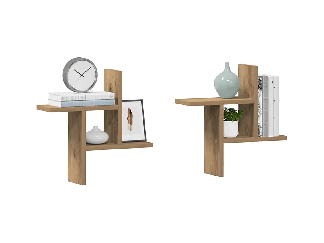 Étagères murales 2 pcs chêne artisanal bois d'ingénierie