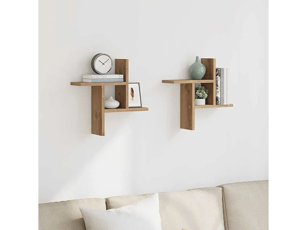 Wandregale 2 Stk. Artisan-Eiche 38x12x38 cm Holzwerkstoff
