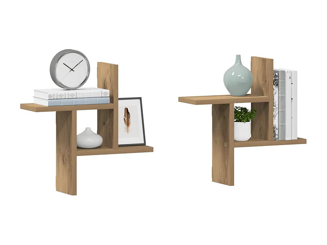 Wandregale 2 Stk. Artisan-Eiche 38x12x38 cm Holzwerkstoff