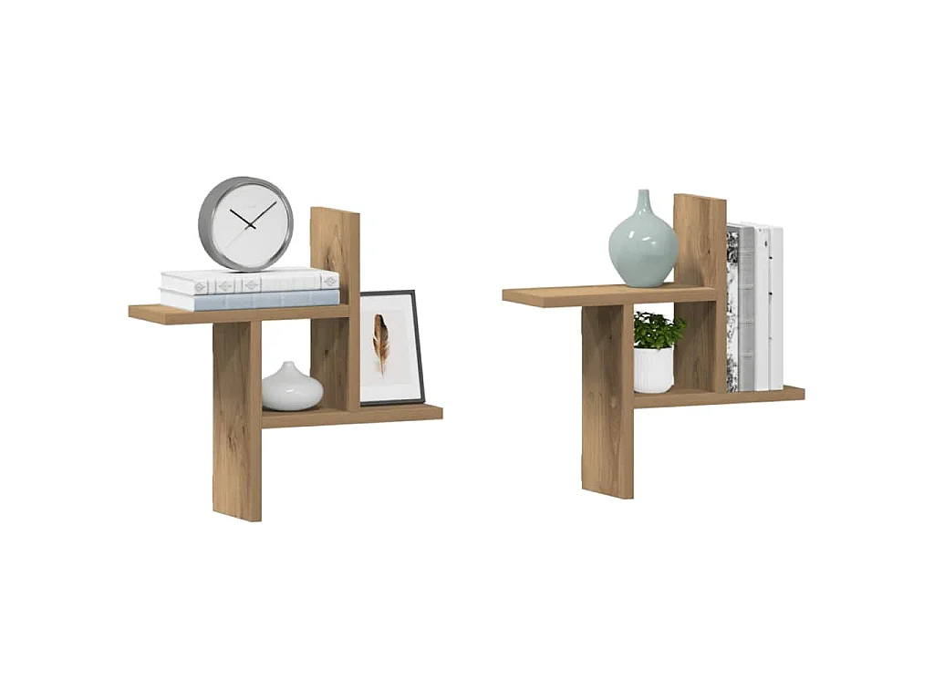 Wandregale 2 Stk. Artisan-Eiche 38x12x38 cm Holzwerkstoff