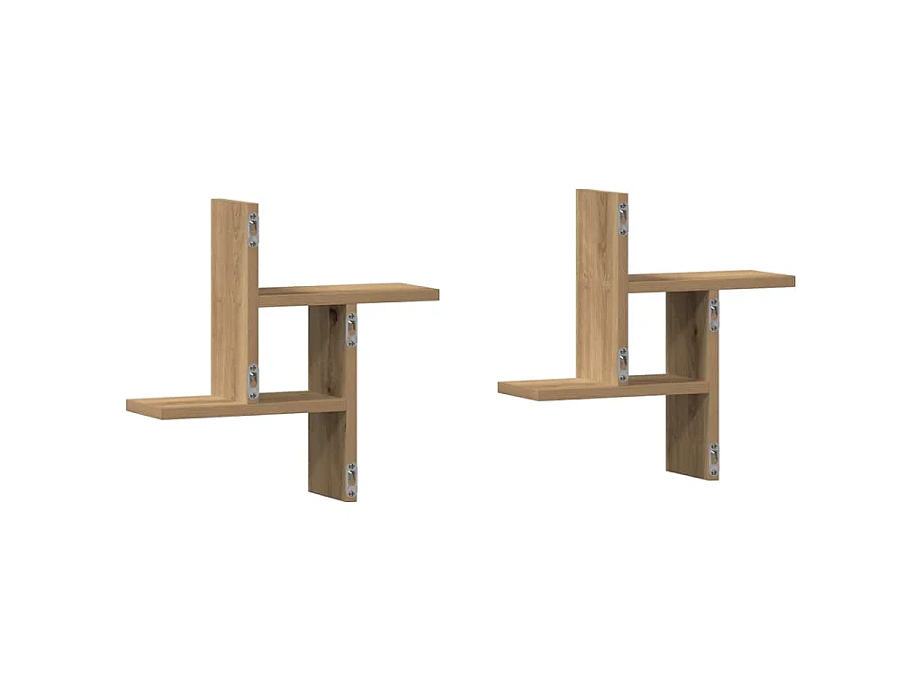 Wandregale 2 Stk. Artisan-Eiche 38x12x38 cm Holzwerkstoff