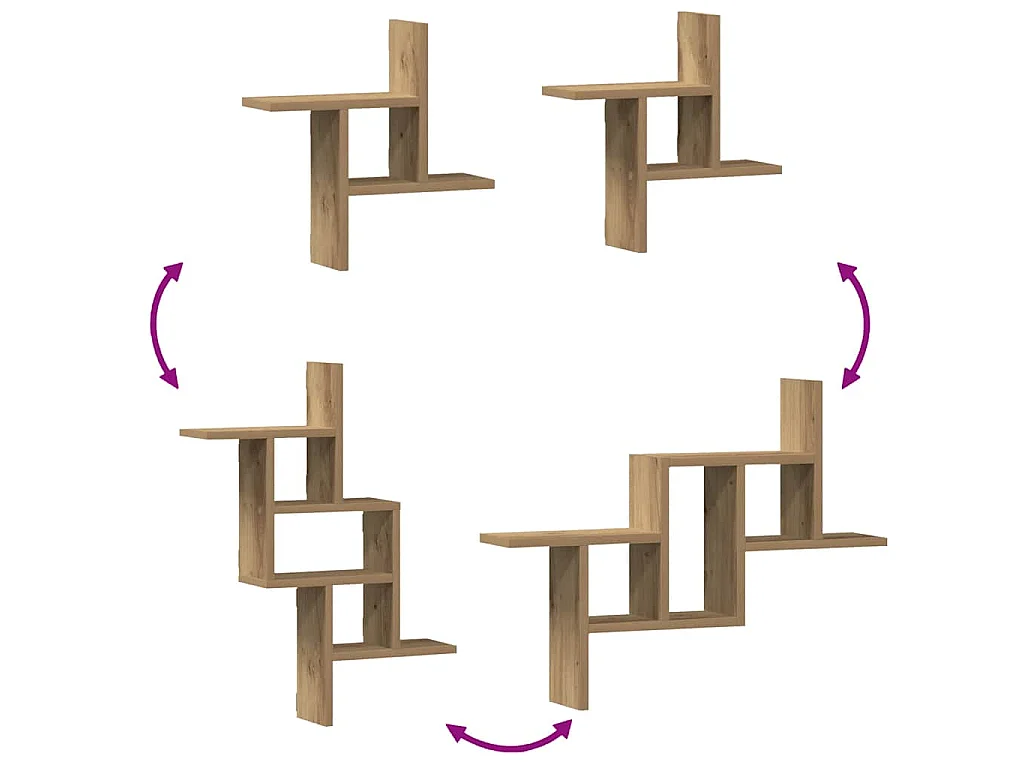 Wandregale 2 Stk. Artisan-Eiche 38x12x38 cm Holzwerkstoff