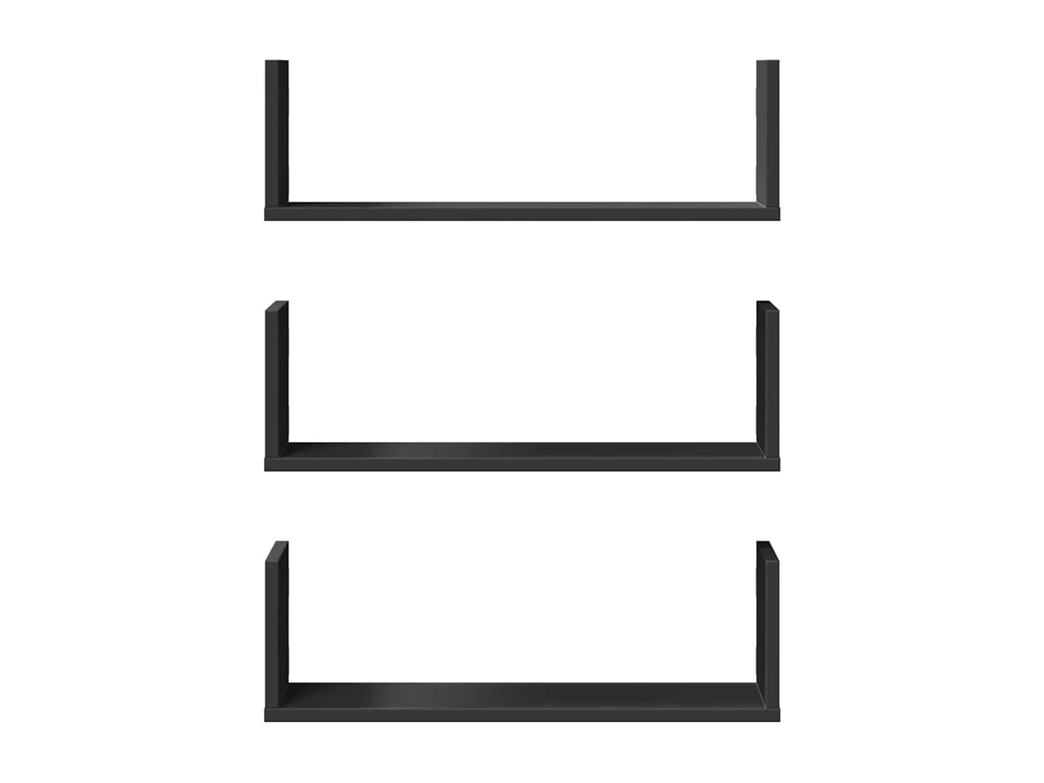 Étagères murales 3 pcs noir 58x18x18 cm bois d'ingénierie