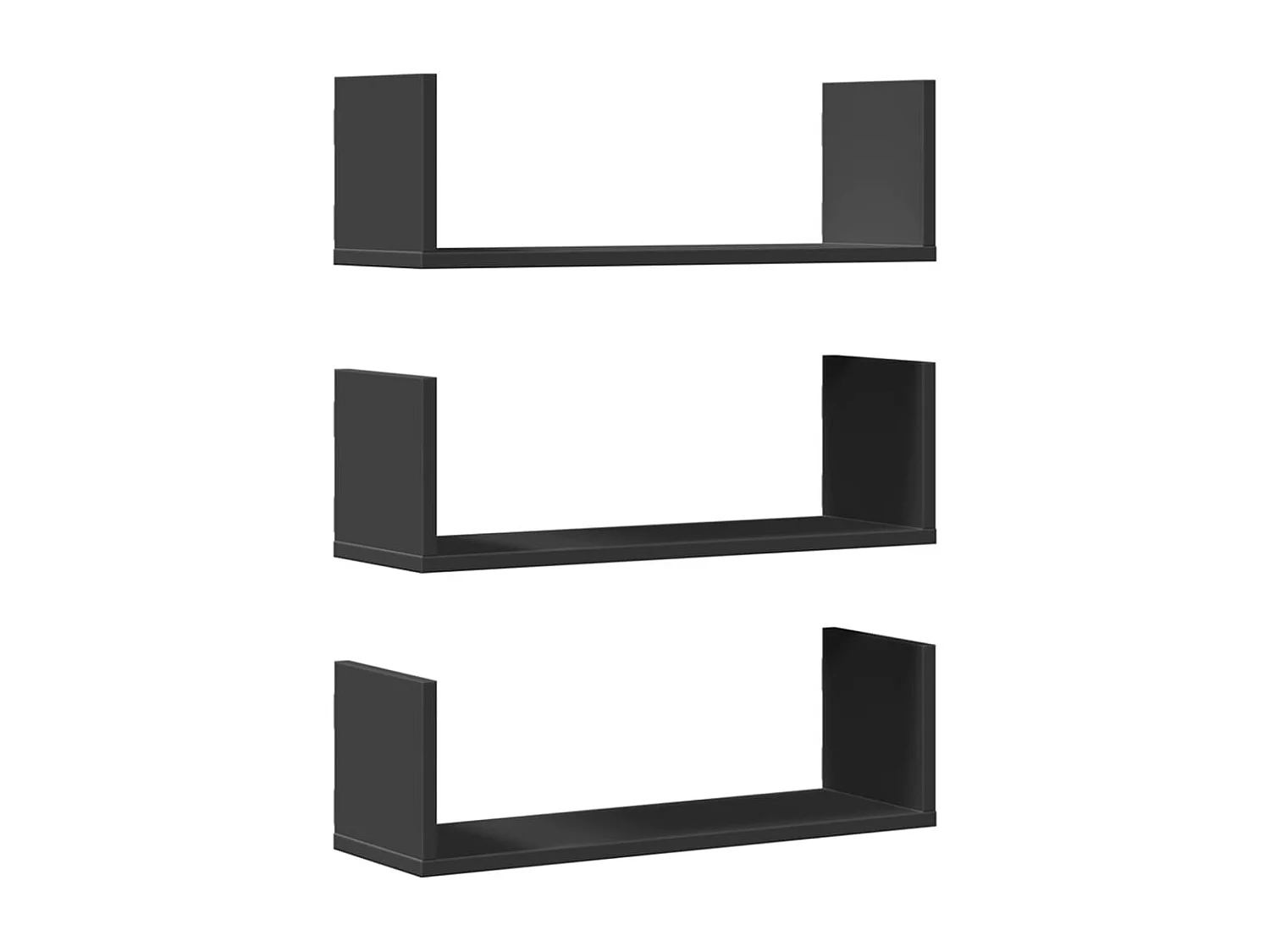 Prateleiras de parede 3 pcs 58x18x18 cm deriv. de madeira preto