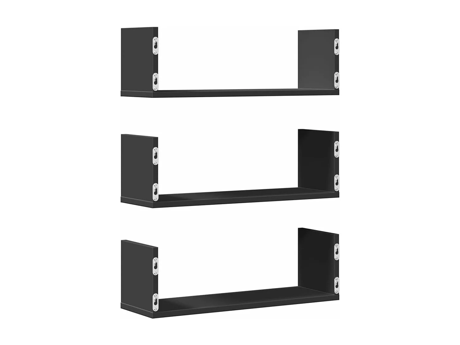 Prateleiras de parede 3 pcs 58x18x18 cm deriv. de madeira preto