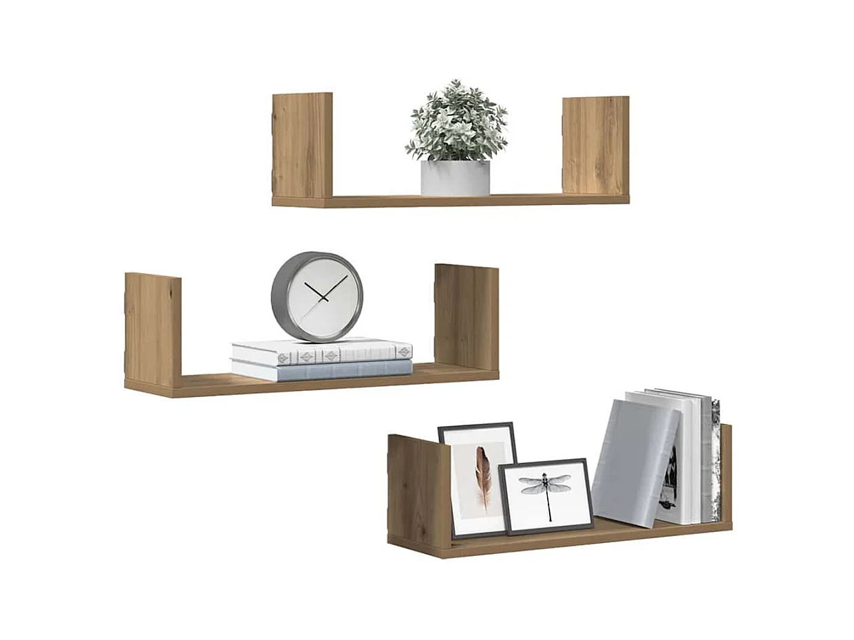 Wandregale 3 Stk. Artisan-Eiche 58x18x18 cm Holzwerkstoff