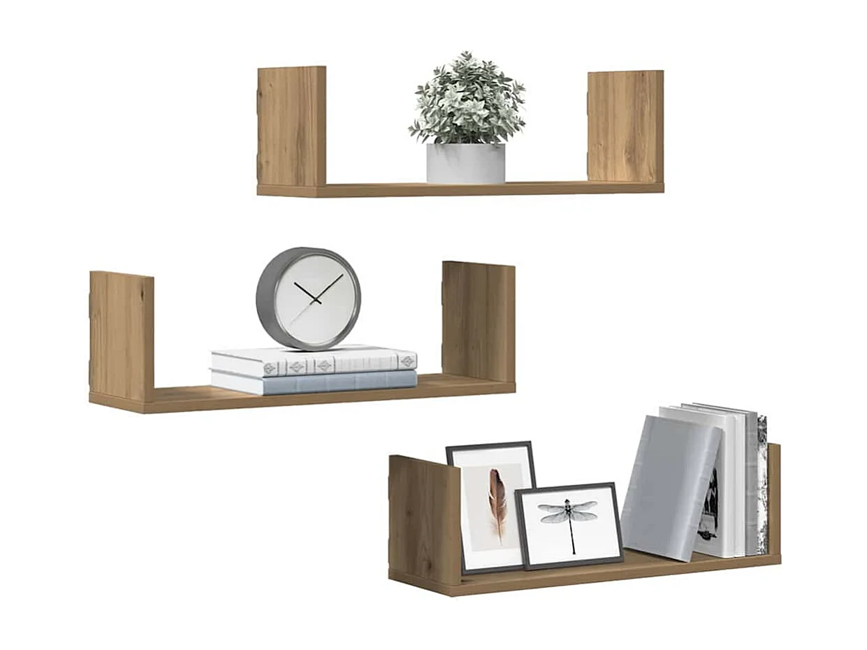 Étagères murales 3 pcs chêne artisanal bois d'ingénierie