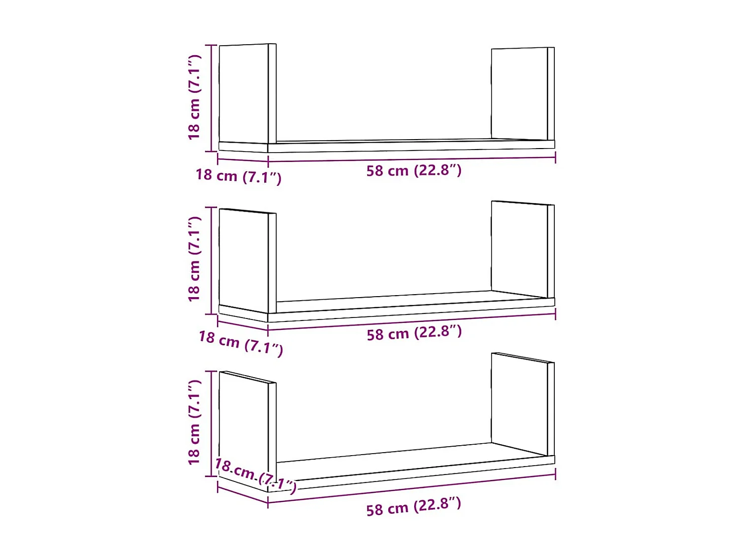 Étagères murales 3 pcs chêne artisanal bois d'ingénierie