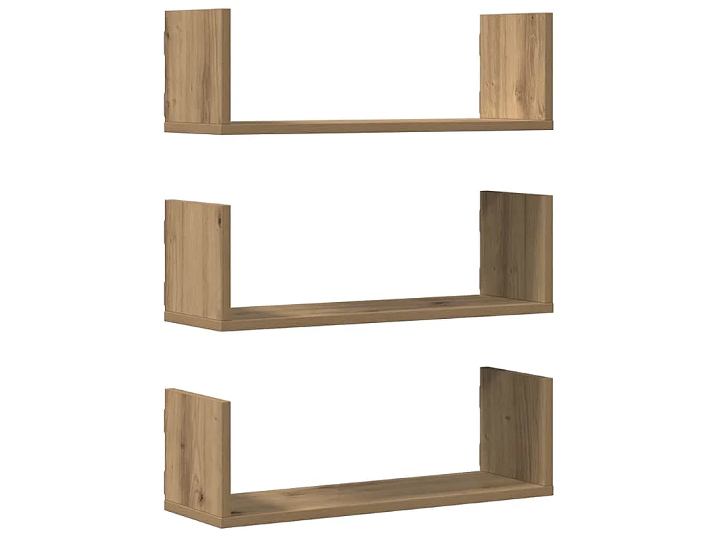 Wandregale 3 Stk. Artisan-Eiche 58x18x18 cm Holzwerkstoff