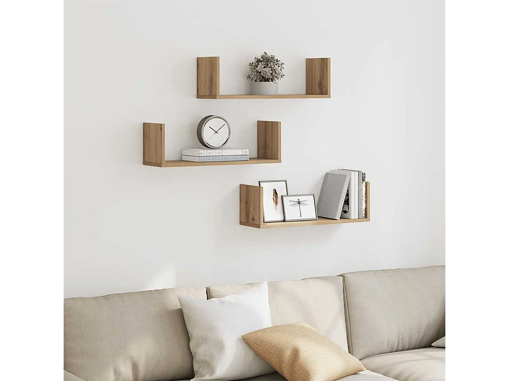 Wandregale 3 Stk. Artisan-Eiche 58x18x18 cm Holzwerkstoff