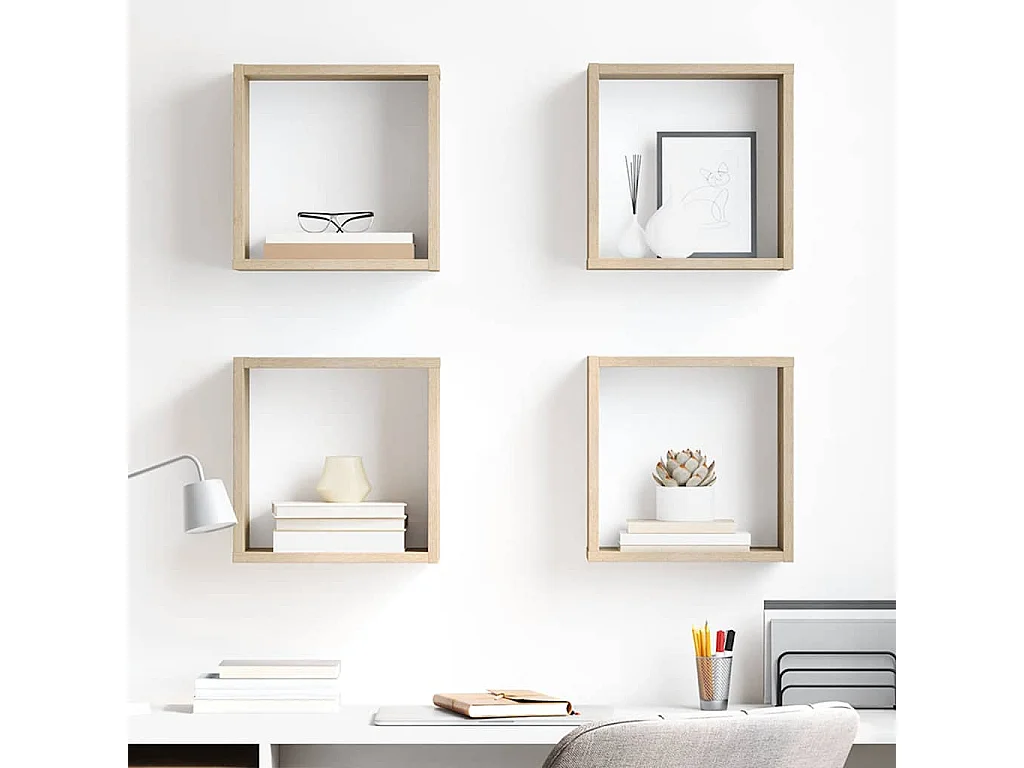 Mensole a Cubo 4 pz Rovere Sonoma 30x15x30 cm