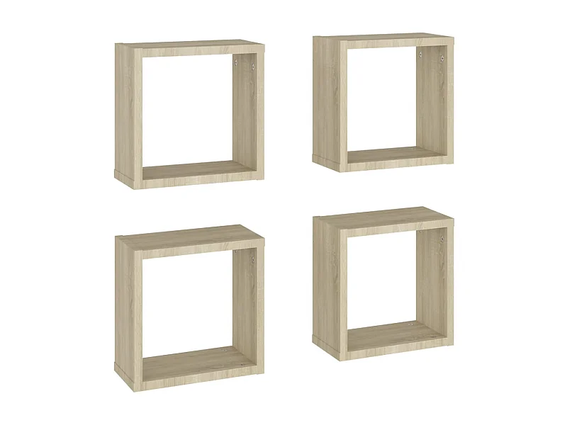 Prateleiras de parede em forma de cubo 4 pcs 30x15x30cm sonoma