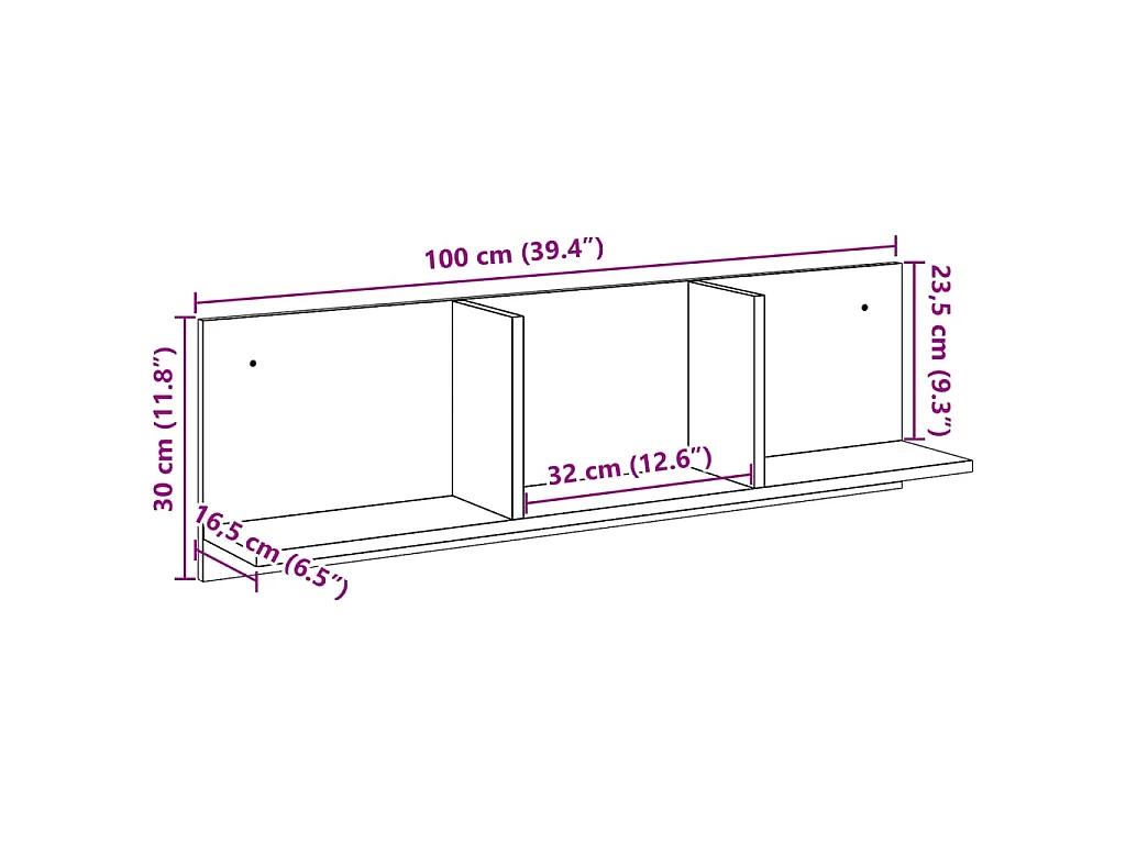 Wandschrank 100x16,5x30 cm Altholz-Optik Holzwerkstoff