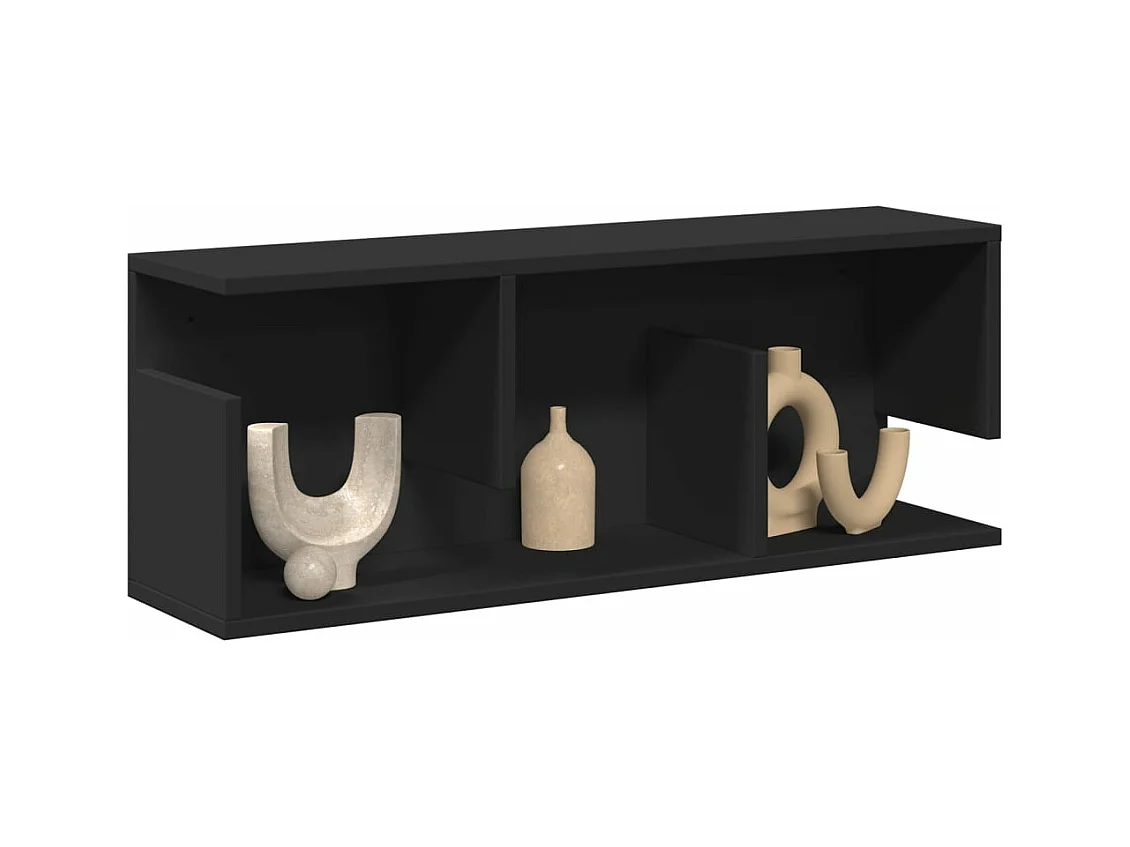 Mobile a Parete 80x20x30 cm Nero in Legno Multistrato