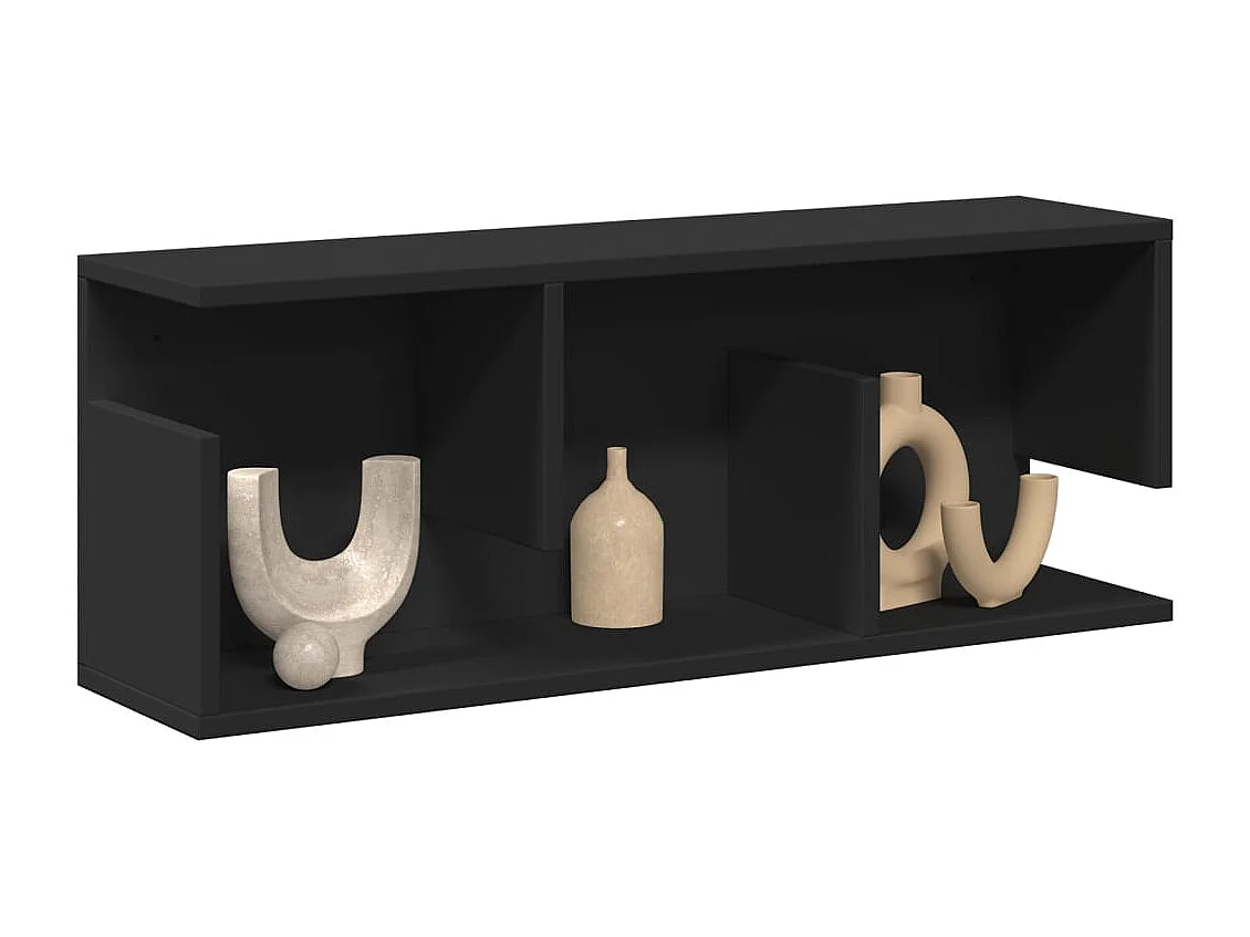 Wandkast 80x20x30 cm bewerkt hout zwart