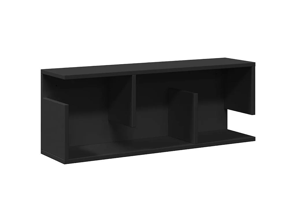 Wandkast 80x20x30 cm bewerkt hout zwart