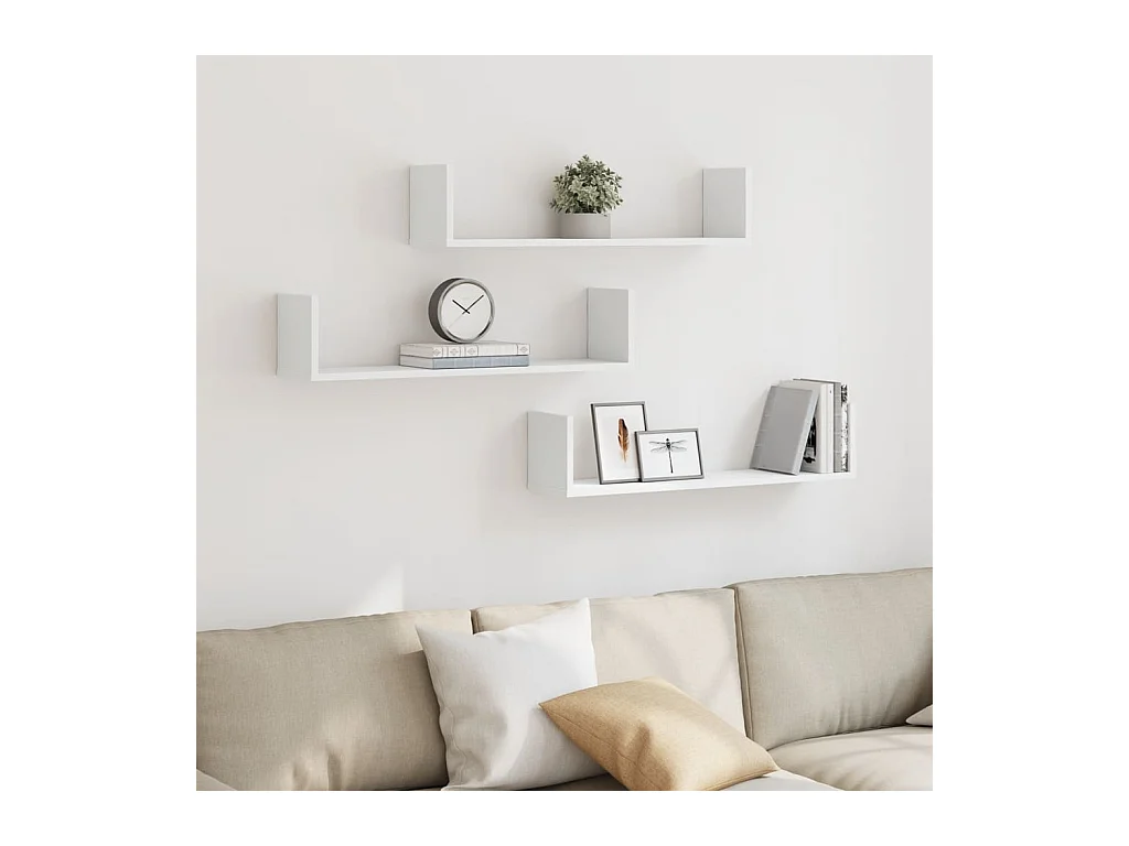 Estantes de pared 2 uds madera ingeniería blanca 80x18x18 cm