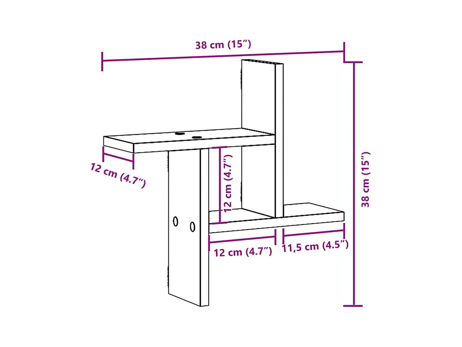 Estantes pared 2 uds madera ingeniería marrón roble 38x12x38 cm