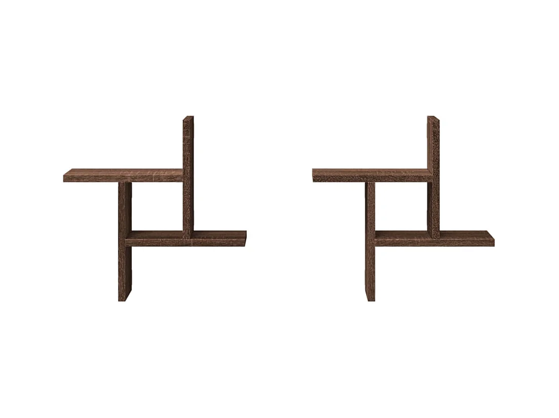 Estantes pared 2 uds madera ingeniería marrón roble 38x12x38 cm