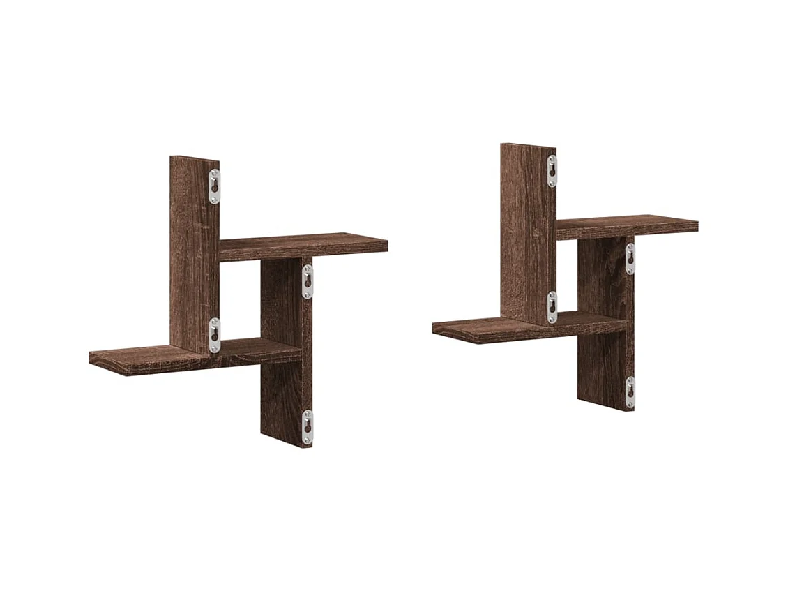 Estantes pared 2 uds madera ingeniería marrón roble 38x12x38 cm