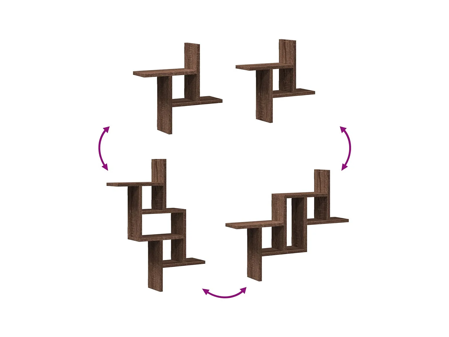 Estantes pared 2 uds madera ingeniería marrón roble 38x12x38 cm