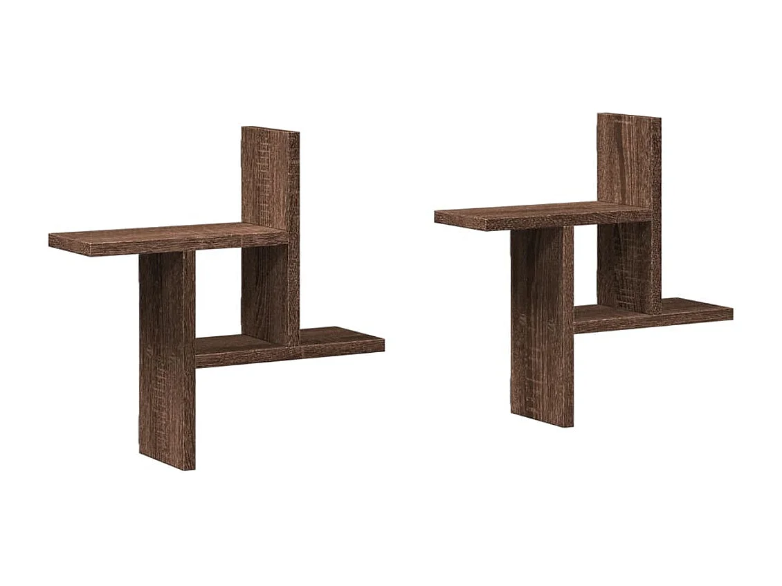 Étagères murales 2pcs chêne marron 38x12x38cm bois d'ingénierie