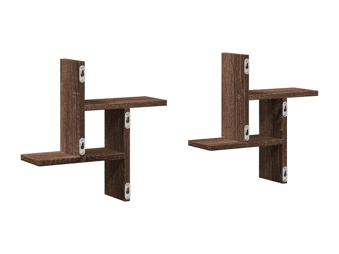 Étagères murales 2pcs chêne marron 38x12x38cm bois d'ingénierie