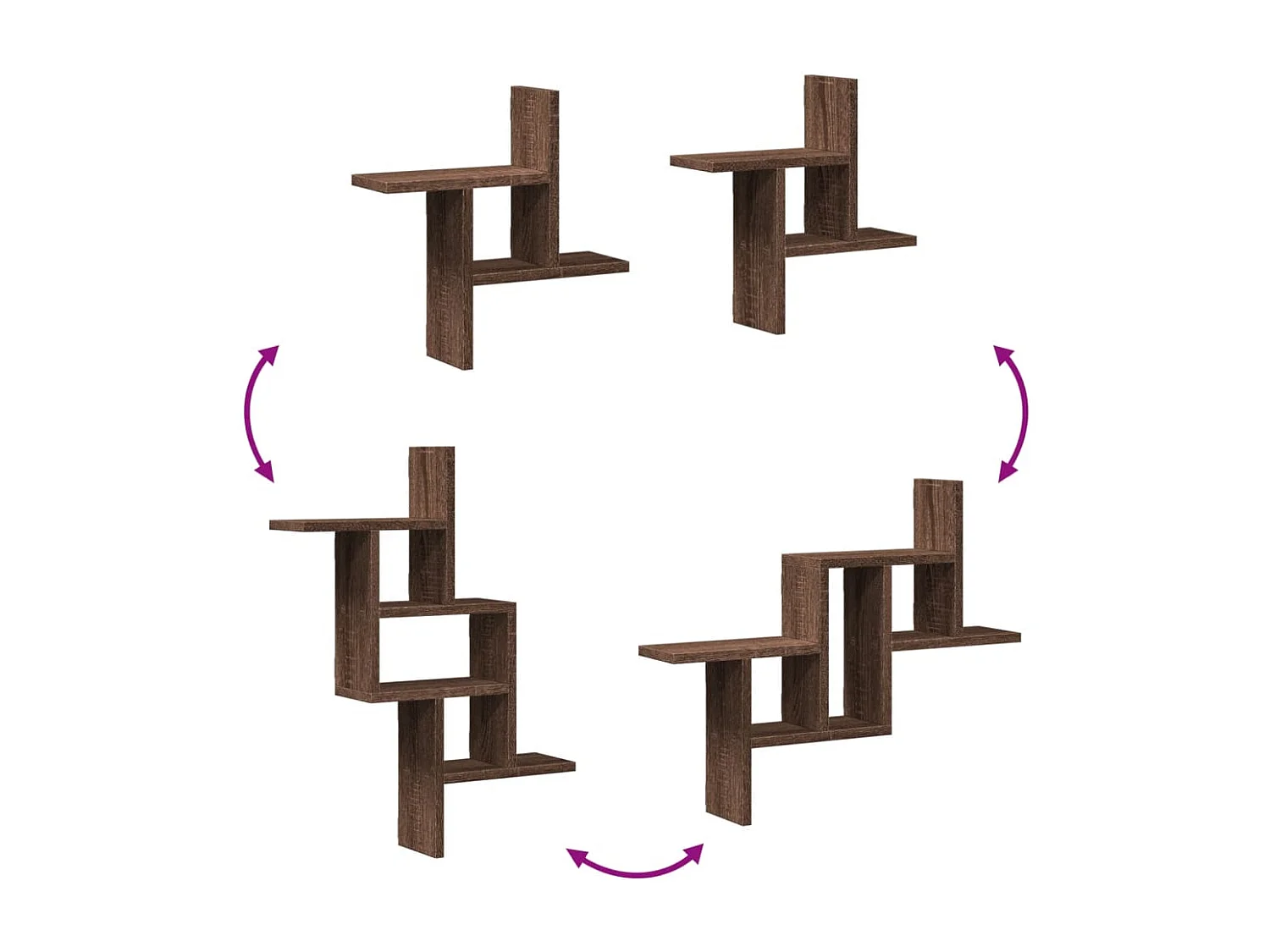 Étagères murales 2pcs chêne marron 38x12x38cm bois d'ingénierie