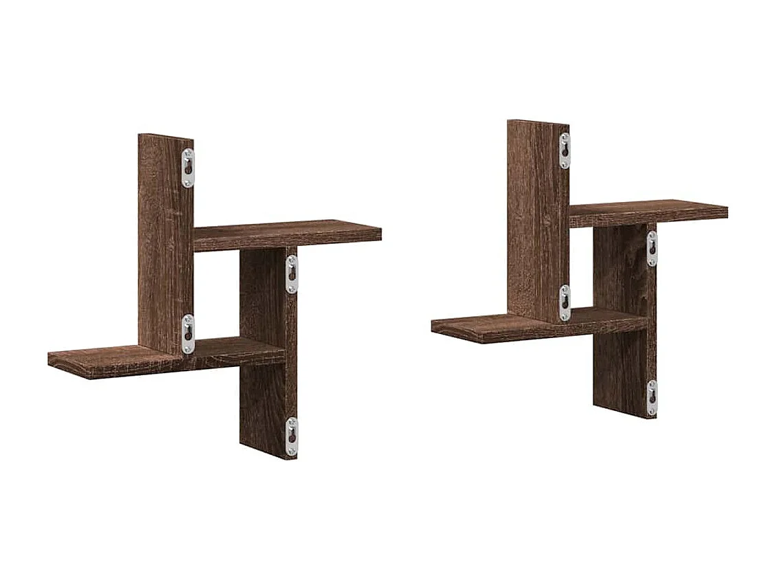 Prateleiras de parede 2 pcs derivados madeira carvalho castanho