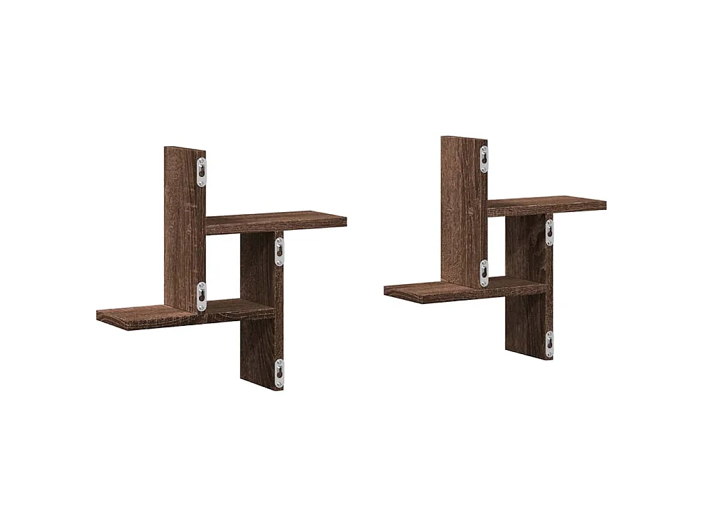 Étagères murales 2pcs chêne marron 38x12x38cm bois d'ingénierie