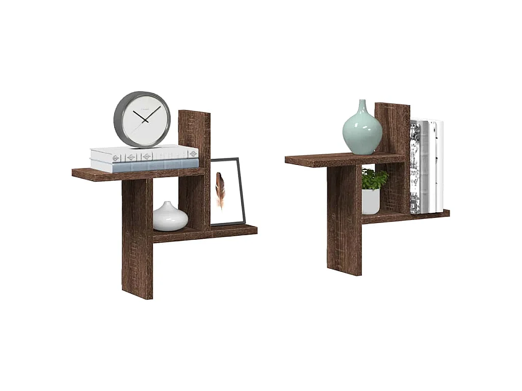 Étagères murales 2pcs chêne marron 38x12x38cm bois d'ingénierie