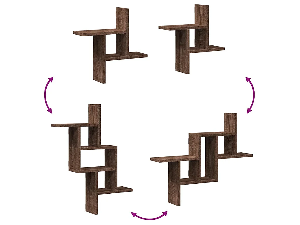 Étagères murales 2pcs chêne marron 38x12x38cm bois d'ingénierie